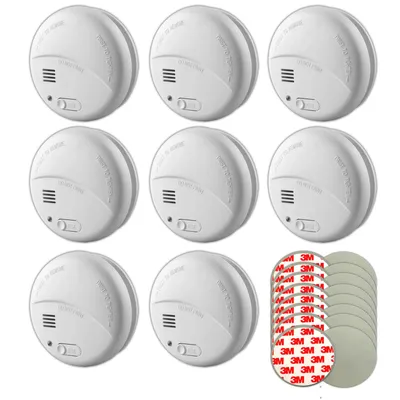 Produktbild von 8x Rauchmelder 85 dB Inkl. 9V Batterien und Magnet Halterungen Feuermelder