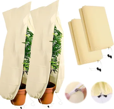 Produktbild von 2er-Pack Pflanzenwinterabdeckung 120 x 180 cm Atmungsaktive Pflanzenschutzabdeckung Wiederverwendbares Frostschutzvlies für Bäume, Palmen, Balkone