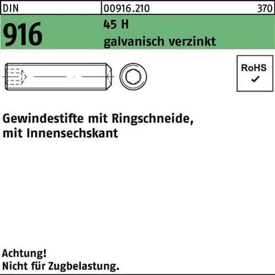 Produktbild von Reyher Gewindestifte DIN 916 45 H M 6 x 30 galv. vz (200 Stück)