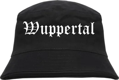 Produktbild von Wuppertal Fischerhut - Altdeutsch - bedruckt - Bucket Hat Anglerhut Hut Schwarz L/XL