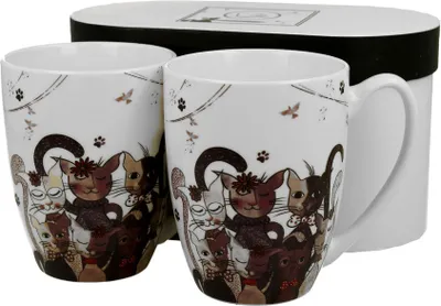 Produktbild von DUO ANIMALS 2er-Set Becher 380 ml CATS FAMILY New Bone China Porzellan