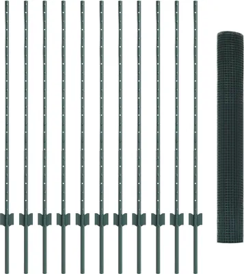 Produktbild von Möbel Geschweißter Drahtzaun mit 11 U Pfosten Grün 1,2x25 m Stahl - Zaunzubehör 3336485