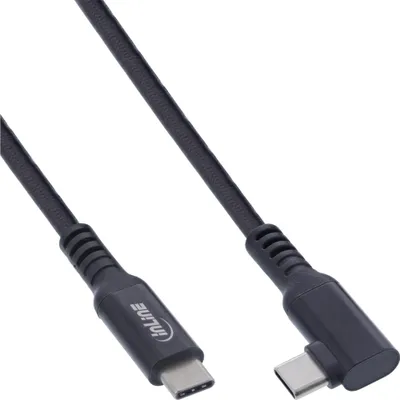 Produktbild von InLine® USB 3.2 Gen.1 Kabel, USB-C St/St gewinkelt für VR, schwarz, 5m