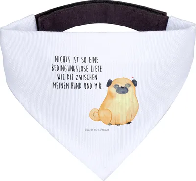 Produktbild von Mr. & Mrs. Panda Hundehalstuch Mops - Weiß - Geschenk, Pure Liebe, Knuffig, Hund, Tuch, Halstuch, Sprüche, Hunde, Hunde-Halstuch