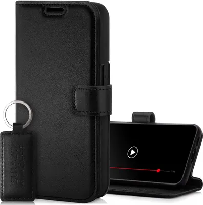 Obrázok produktu pre SURAZO Puzdro na mobilný telefón pre Apple iPhone 15 Pro Max Case Leather - Skladacie ochranné puzdro z pravej kože [ Magnet, slot na kartu, ochrana RFID, funkcia stojana ] Flipové puzdro Wallet Case Cover Leather Case (Black)