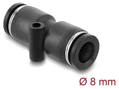 Produktbild von DeLOCK Pneumatik Steckverbinder 8 mm mit Befestigungsloch gerade, Schwarz, Metall, Kunststoff, Weibliches Gewinde, 1 Stück(e), 8 mm, 10 bar