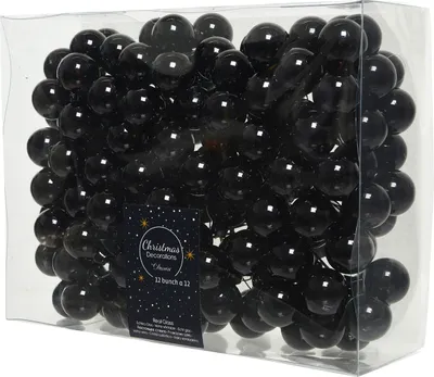 Produktbild von Weihnachtskugeln am Draht 2,5cm Glas 144 Stück - Schwarz glänzend