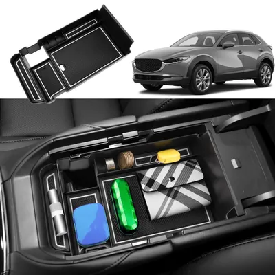 Obrázek produktu pro Úložná zásuvka do středové konzole pro Mazda CX-30, modely 2019-2024, barva bílá, materiál ABS, s protiskluzovou podložkou