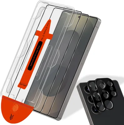 Produktbild von 2-Pack Samsung S25 Ultra Displayschutzfolie & 2-Pack Kameraschutz - Gehärtetes Glas | [Automatische Installation] - Blasenfrei