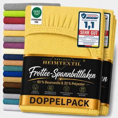 Produktbild von Doppelpack Frottee Spannbettlaken 120 x 200 cm Gelb