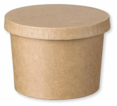 Produktbild von 50x Eisbecher Feinkostbecher aus Kraftpapier  rund 230ml braun mit Deckel