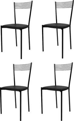 Immagine prodotto di t m c s Tommychairs - Set di 4 sedie moderne ELEGANCE per cucina e sala da pranzo, struttura robusta in acciaio laccato, colore nero, seduta imbottita rivestita in Pelle finta nera