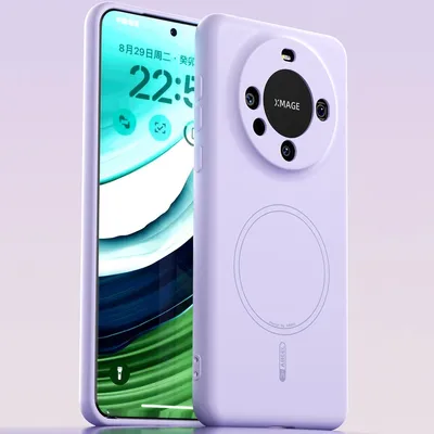 Image de Etui magnétique pour Huawei Mate 60, compatible avec MagSafe, silicone liquide, résistant aux chocs et aux rayures Violet