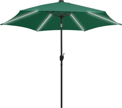 Produktbild von vidaXL Sonnenschirm mit LED-Beleuchtung und Alu-Mast 300 cm Grün