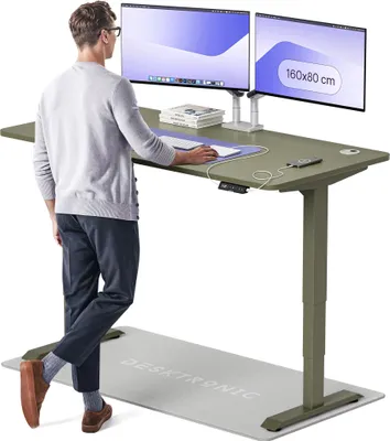 Produktbild von Desktronic HomePro Elektrisch höhenverstellbarer Schreibtisch 160x80cm Grün/Grün mit Memory-Funktion, Anti-Kollisions Technologie, USB-A und USB-C-Ladeanschlüssen