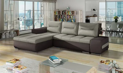 Produktbild von NABBI Ecksofa mit Zersetzung u Lagerraum Otelo L - beige / dunkelbraun