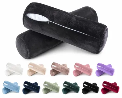 Produktbild von Nackenrollen Bezug 2er Set 15x40 cm – Nackenmassagekissen Bezug, Nackenmassagerolle, Kissenbezug für Nackenrolle, Cashmere Touch, mit Reißverschluss, waschbar, , weich für Büro Flugzeug Reise, Designe:SCHWARZ, KI-generiertes Bild