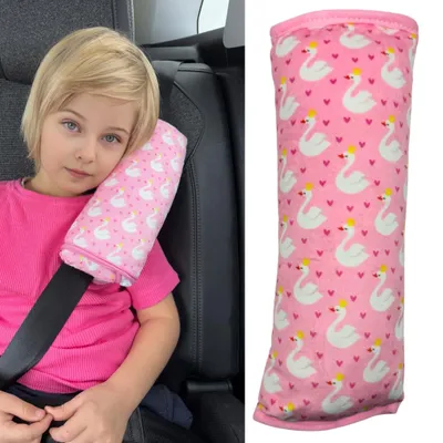 Produktbild von HECKBO Schwan Gurtkissen für Kinder – Auto Gurtpolster mit Klettverschluss, waschbar, Reisekissen, 30 x 12 cm