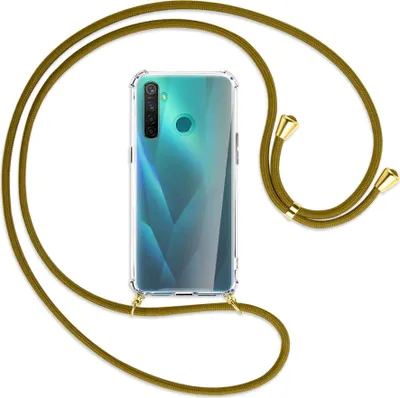 Produktbild von Handykette Backcover-Schutzhülle mit Band (Metall goldfarben) für Realme 5 Pro - khaki