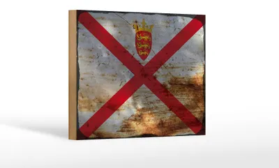 Produktbild von Holzschild Flagge Jersey 18x12 cm Flag of Jersey Rost Dekoration