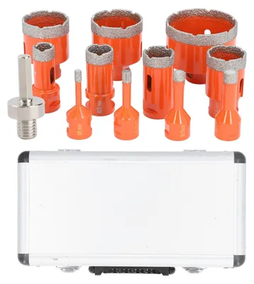 Produktbild von Lochsägen-Set, 68, 50, 45, 35, 28, 25, 20, 12, 10, 8, 6 mm, M14-Diamantöffner mit Sechskantschaft für Keramikfliesen, Marmor, Granit