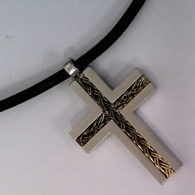 Produktbild von CEM ST9-116C 4-202875-001 Uni Halskette Leder Edelstahl mit Kreuz 50cm