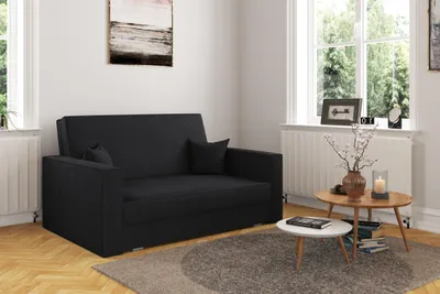 Zdjęcie produktu dla Sofa AMERICA z funkcją spania i przechowywania tkanina Poso czarny