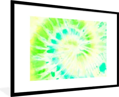Produktbild von MuchoWow® Gerahmtes Poster Krawattenfärbung - Kunst - Gelb - Grün 90x60 cm - Poster mit Schwarzem Bilderrahmen Wandposter Rahmen Foto Bilder - Wanddekoration - Fotos