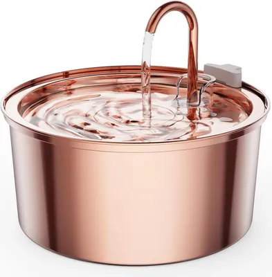 Zdjęcie produktu dla Tomxcute fontanna RVS dla kotów - 108oz/3.2L ultra cicha fontanna wodna dla kotów - duża pojemność fontanny wodnej dla zwierząt - miedziana powierzchnia