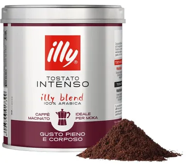 Immagine prodotto di Caffè macinato Illy Intenso per moka, 125g, 100% Arabica
