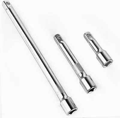 Image de Jeu de rallonges pour clés à douille en acier au chrome-vanadium (3, 5 et 10 pouces) avec écrou carré.