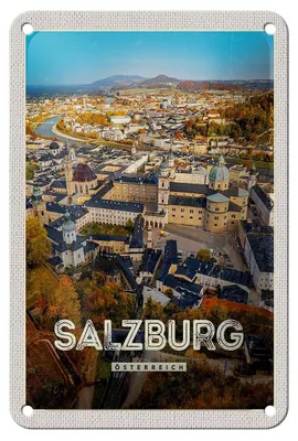 Produktbild von Blechschild Reise 12x18cm Salzburg Österreich Schloss Altstadt Schild