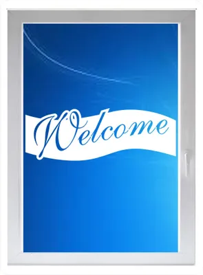 Produktbild von INDIGOS UG - welcome - Farbe: weiss - 116x41 cm - Sichtschutzfolie - Fensterfolie - Glasdekorfolie - für die Küche, welcome ans Fenster