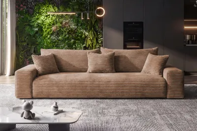 Produktbild von Sofa Cordo By Sofiland - Schlafsofa Mit Bettkasten, Cord-Sofa 265X105 Cm, Hellbraun 56
