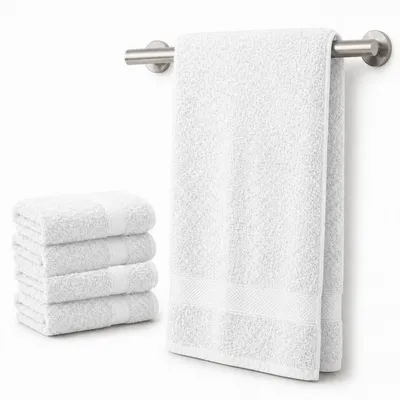 Produktbild von Komfortec 4er Handtücher 50x100 cm Set aus 100% Baumwolle, 470g/m², Frottee, Weich, Weiß