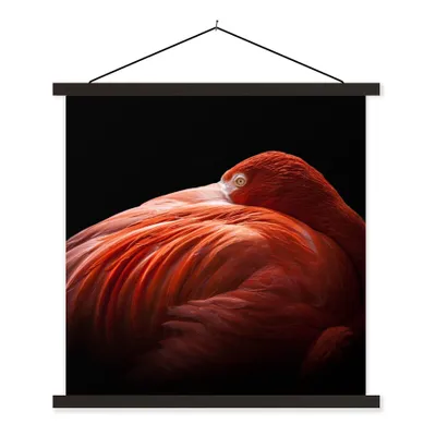 Produktbild von MuchoWow® Textilposter Flamingo - Federn - Rosa 40x40 cm mit schwarzem Rahmen - Fotos