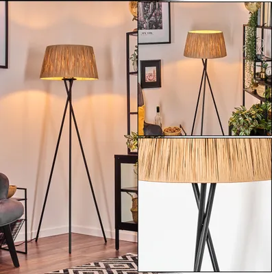 Produktbild von Mila Stehlampe aus Metall/Bast in Schwarz/Beige