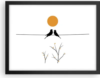 Produktbild von Gerahmtes Poster - Schwarzer Rahmen - Bild Vögel Sonne - 40x30 cm - Wand Bild - Wanddeko - Wandbilder - Kunstposter - Wandposter - Bilderrahmen - Bilder - Kunstdruck - Wanddekoration - P2BAA40x30-4772