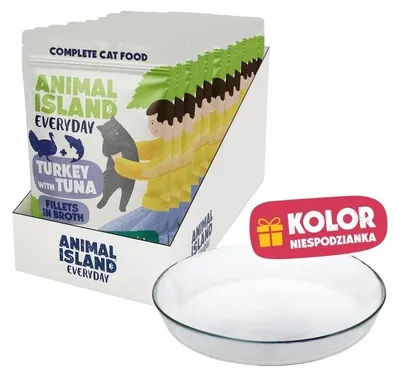 Productafbeelding van ANIMAL ISLAND natvoer voor katten, kalkoen met tonijn, 12x85g + GRATIS