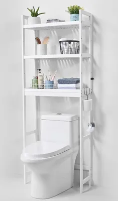 Image de Étagère de salle de bains Toilette Étagère de salle de bains à 3 niveaux moins encombrante