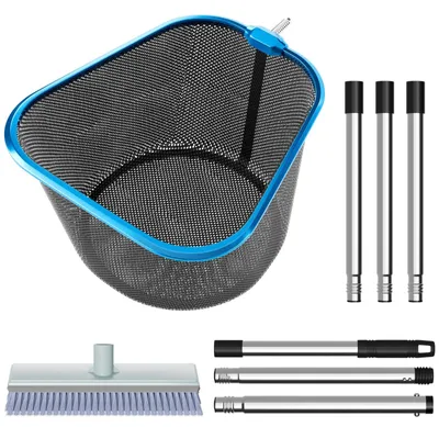 Produktbild von Poolkescher Pool-Kescher Teleskop-Kescher - 180 cm - Feinmaschig - 25 cm tief - Mit Poolbürste