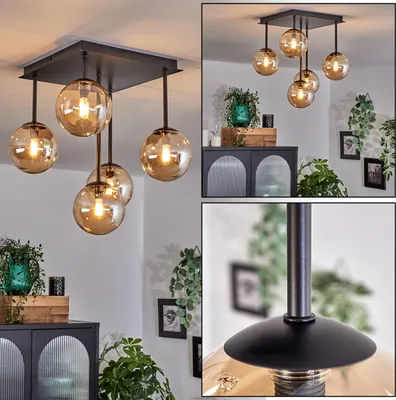 Produktbild von Isorella Deckenlampe aus Metall/Glas in Schwarz/Bernsteinfarben