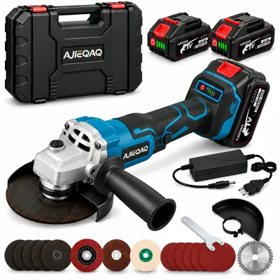 Produktbild von Akku-Winkelschleifer 125 mm, 21V Brushless, 11.000 U/min, 2×4,0Ah Akkus, stufenlos regelbar, zum Schneiden, Schleifen und Polieren, mit Koffer