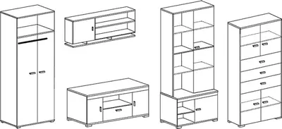 Image de Meuble-paroi Meuble annexe Nelly avec TV-Lowboard