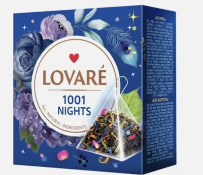 Produktbild von Lovare 1001 Nacht Mischung aus schwarzem und grünem Tee mit Früchten und Blütenblättern