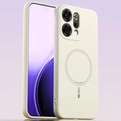 Image de Etui magnétique pour Oppo Reno14, compatible MagSafe, silicone liquide, résistant aux chocs et aux rayures Beige