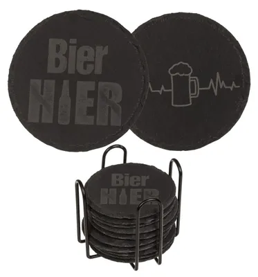 Produktbild von Untersetzer Schiefer Gravur Set 12 Stück