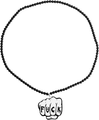 Produktbild von Oblique Unique Kette mit Fuck Faust Anhänger Schimpfwort Halskette Karneval Fasching Party Accessoire