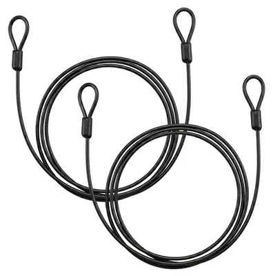 Image de Câble en spirale en acier avec œillets, 2 mètres x 4 mm, noir, lot de 2