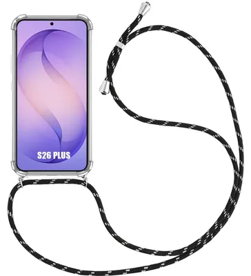 Image de Coque pour Samsung Galaxy S26 Plus, Protection Renforcé Silicone Antichoc avec Cordon Noir